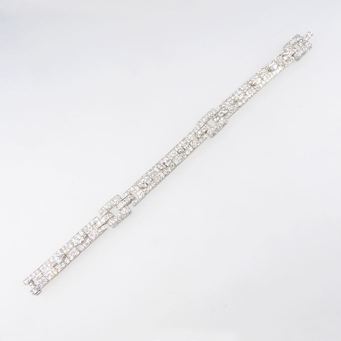   Cartier - Diamond set strap bracelet with buckle links by Cartier | MasterArt